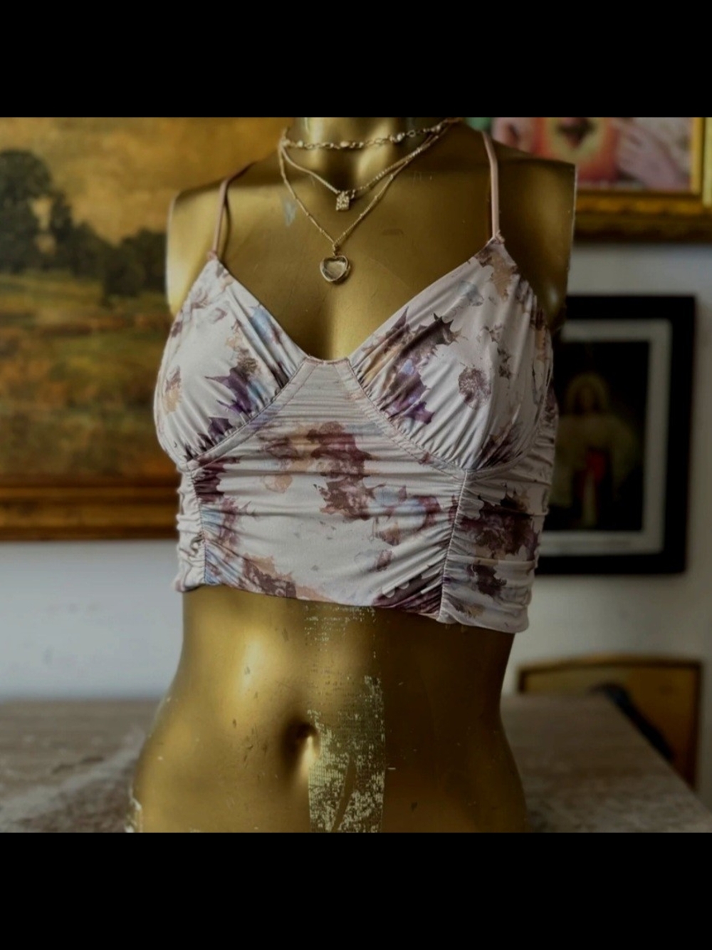 Urban Outfitters Out From Under Satin Ruched Cami Crop Topķ P